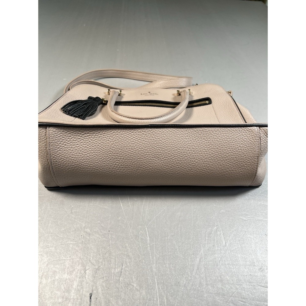 Kate Spade Kalen WKRU4074 Beige Pebbled Leather Satchel With Tassel Detail - Picture 3 of 11